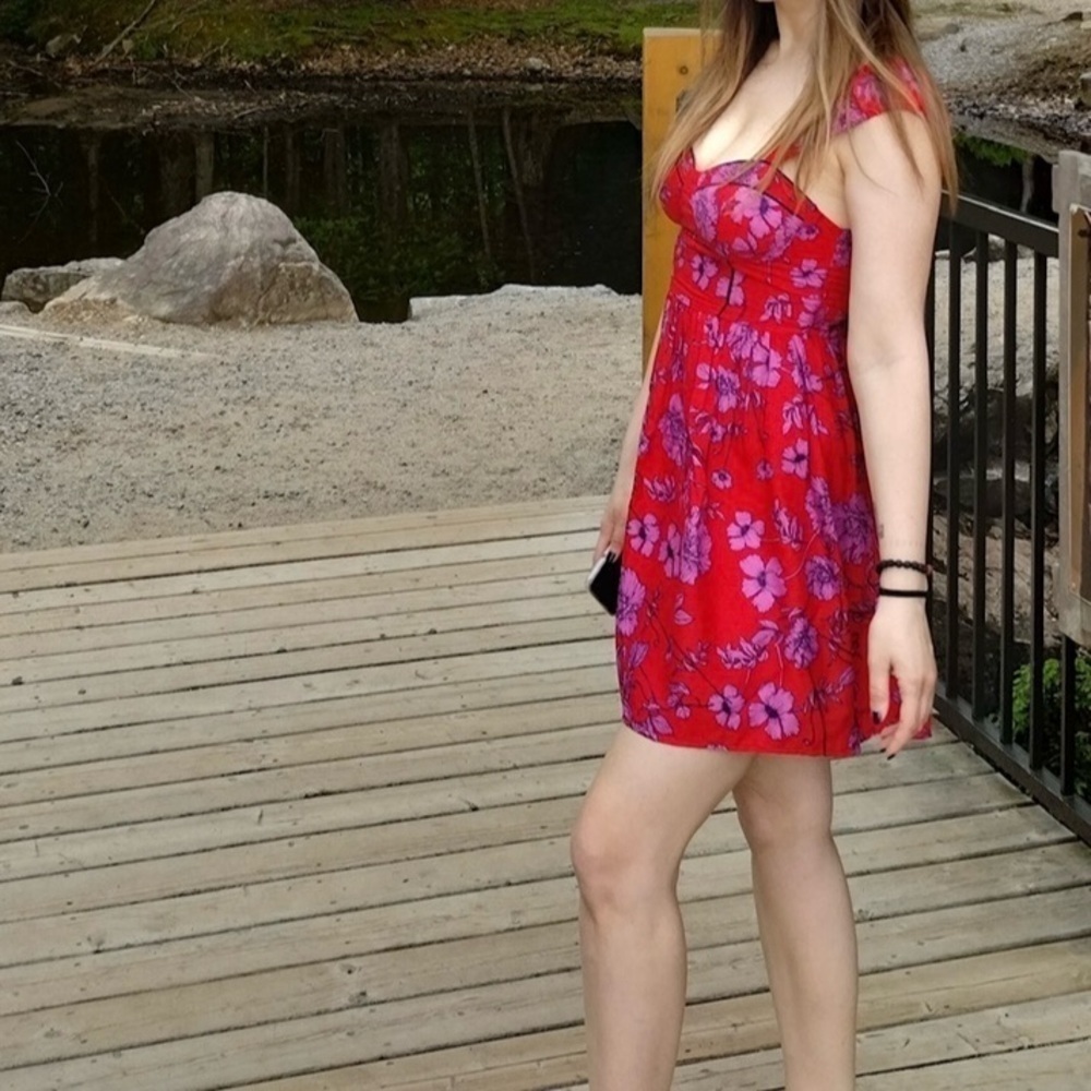 Band of the free red floral print bustier dress Size S small cottagecore peasant - Picture 4 of 9